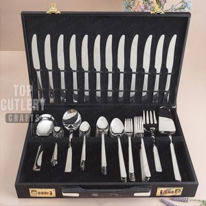 Juego de cubiertos de lujo chapados en oro de 92 piezas para 12 personas, regalo perfecto, juego de cubiertos elegante para bodas - Product Image 1