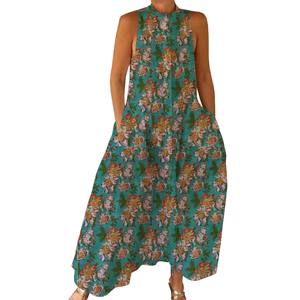Beach Vacation <b>Sweet</b> Eco-Friendly Washable Floral Sleeveless Regular Fit Maxi Jumpsuit For Women For Spring/Summer Adults - Product Image 1