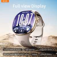 Smartwatch M100 con Display AMOLED 2.4'' 480x480, Fotocamera 5MP, 4G SIM, WiFi, GPS, NFC, Android 8.1, Chiamate Bluetooth, IP67, Fitness