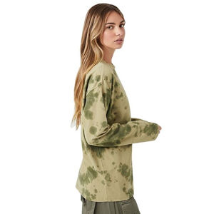 Mejor diseño y venta al por mayor de alta calidad de manga larga de gran tamaño O cuello mujeres Tie Dye camiseta para damas con servicio OEM - Product Image 3