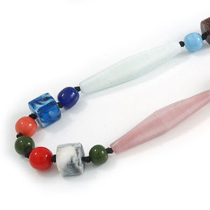 Collier en résine géométrique mignon avec perles, design multicolore en pierre naturelle, style bohème, bijoux unisexe pour femme, idéal pour mariage et fête - Product Image 2