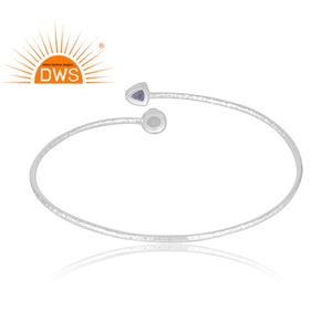Última Venta de plata de ley 925 Arco Iris Natural Luna y tanzanita brazalete de piedras preciosas joyería personalizada para mujeres regalo para ella - Product Image 5