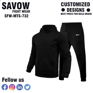 Logotipo personalizado de alta calidad 100% algodón Tallas grandes Pantalones de chándal Chaquetas de hombre Chándales para hombres - Product Image 4