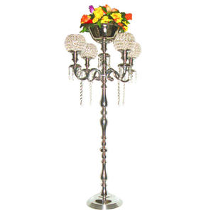 Pièce maîtresse de mariage faite à la main en argent de luxe Candélabre de sol au design unique avec bol de fleurs carré Nouvelle arrivée au prix de gros - Product Image 1