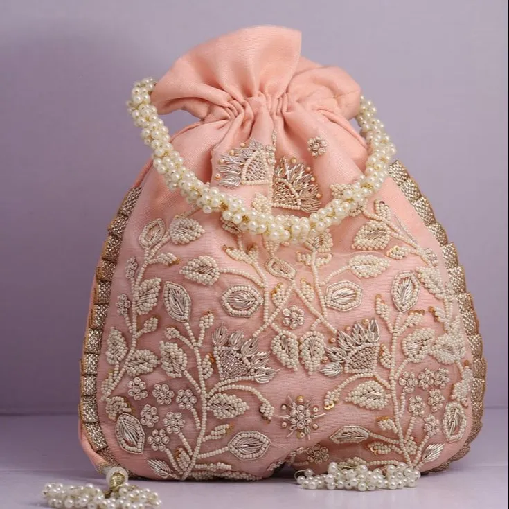 Zardosi tas Potli beludru kerja tas Potli hadiah desainer cantik terbaik untuk tas Potli pesta pernikahan
