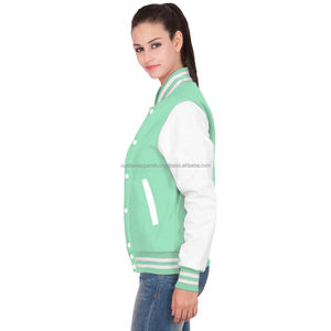 Veste universitaire en molleton de coton pour femmes, blouson aviateur brodé élégant - Product Image 2