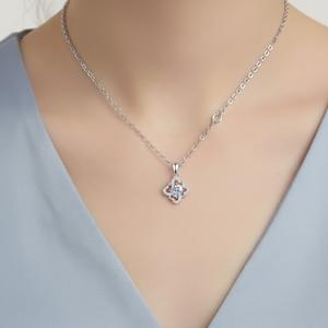 Collar Clásico de Plata de Ley S925 con Colgante de Cadena de Eslabones en Forma de Flor Multicolor con Moissanita VVS1 de 1 Quilate, Elegante y Sencillo - Product Image 6