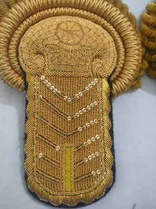 Customized Luxury Embroidered Lace Hook-and-Loop <b>Badges</b> with Golden Bullion Wire Fringe for Marching Band Garment Promotion - Product Image 4