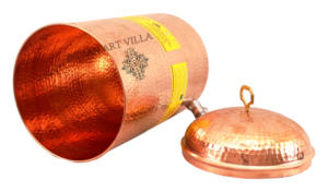 IndianArtVilla Pure Copper Hammered Design Joint Free Leak Proof Water Pot <b>Dispenser</b>, 12 L for Storage & <b>Drinking</b> - Product Image 2