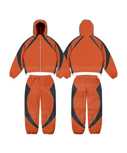 Ensemble de survêtement 2 pièces, pantalon et veste à capuche, imperméable, panneaux en nylon 100% PU, coupe-vent, pour unisexe - Product Image 3