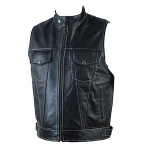<b>Black</b> Blank Customized Wholesale Breathable Vintage Hip Hop Leather <b>Vest</b>, Cow Leather Material Side Laces Style Leather <b>Vest</b> <b>Men</b> - Product Image 5