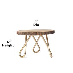 Soporte de postre de pastel de estilo antiguo hecho a mano, tapa de madera Natural de alta calidad con pierna de aluminio, Impresión de logotipo personalizado, regalos al por mayor - Product Image 6