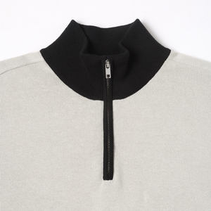 Suéteres de cuello alto de punto liso para hombre de último diseño, suéteres de golf con cuello Polo y logotipo personalizado con cremallera de cuarto - Product Image 3