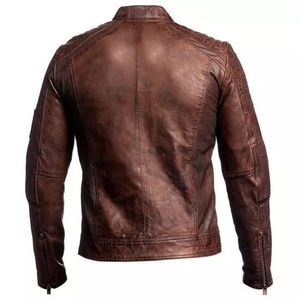 Chaqueta de Cuero Marrón para Hombre, Estilo Urbano, Nueva, a la Moda, Personalizada, de Manga Larga - Product Image 4