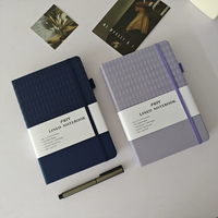 Carnet de journal en cuir à couverture rigide A5 avec logo personnalisé reliure à spirale avec fil à coudre couverture en lin pour l'école en boîte