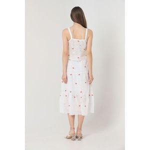 TOPSHOW Women's Red Floral Embroidered Long Broderie Anglaise <b>Skirt</b> for Wholesale, Elegant Summer Style - Product Image 5