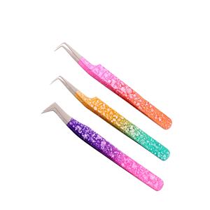 Pinzas clásicas de extensión de pestañas de volumen de acero inoxidable OEM aplicador de etiqueta privada con pinzas de pestañas de Punta puntiaguda de fibra - Product Image 1