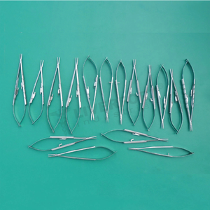 Porte-aiguilles microchirurgical Castroviejo de haute qualité en acier inoxydable allemand 18, kit incurvé + droit, instruments manuels ergonomiques - Product Image 1