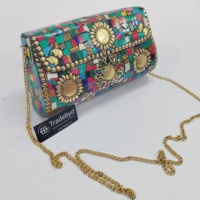 Pochette en métal à la main de luxe à la mode perle perles chaînes sangles pour les soirées mariages-fermeture magnétique étanche