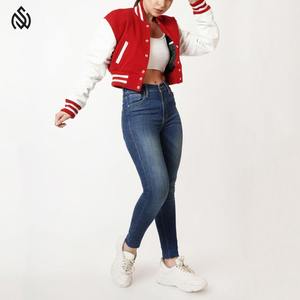 Nueva moda 2025 chaquetas de manga larga de cuero para mujer, venta al por mayor, chaquetas con letras de béisbol para mujer, chaquetas universitarias de Material de lana - Product Image 6