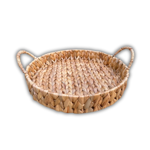 Cesta de almacenamiento de frutas con bandeja de jacinto de agua de ratán de bambú rústico para servir bebidas, aperitivos, decoración del hogar, cesta decorativa sostenible - Product Image 1