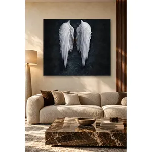 Impression sur toile Fida : Ailes d'ange blanches sur fond sombre - Product Image 2