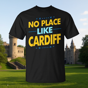 T-shirt No Place Like Cardiff noir pour adulte, unisexe, cadeau promotionnel pour souvenir de voyage - Product Image 3