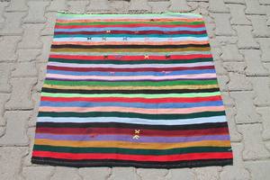 Échantillon gratuit de tapis Dhurrie en coton indien écologique faits à la main pour le salon et la chambre à coucher - Product Image 2