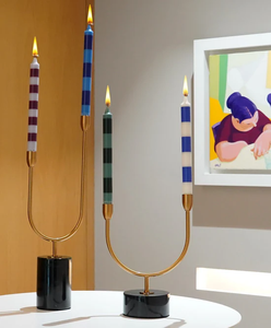 Elegant U-Shaped Brass <b>Candle</b> <b>Holder</b> with <b>Marble</b> Base For Home Wedding Easter Christmas Valentine's Day & Table Decoration - Product Image 3