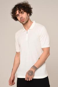 Luxury <b>Men's</b> Summer 100% Cotton Classic Quarter Zip Crocheted for Polo <b>Yellow</b> Solid Short Sleeve Casual Knitted <b>T</b>-<b>Shirt</b> - Product Image 6