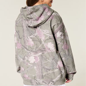 High Quality Women's Oversized Camouflage <b>Leaf</b> Print Hoodie Streetwear Casual Loose Pullover Fleece Sweatshirt Custom Logo - Product Image 5