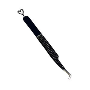 คีมหนีบขนตาสแตนเลสสีดำ90องศามืออาชีพด้ามจับกันลื่นกันแม่เหล็กปลายเรียบ10มม. ความยาวที่กำหนดเอง - Product Image 4