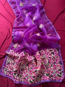 Organza de fiesta con Bordado de hilo Sari Fabricante y proveedor de Surat a tarifa completa de Surat - Product Image 4