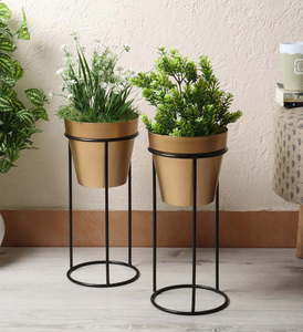 Maceta de acabado dorado de decoración atractiva a granel para macetas de decoración de jardín y balcón a un precio asequible - Product Image 2