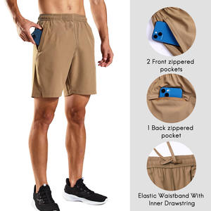 Pantalones cortos para hombre con etiqueta de logotipo personalizado, cintura elástica, pantalones cortos ligeros de secado rápido elásticos, pantalones cortos deportivos cómodos para hombre con bolsillos - Product Image 2