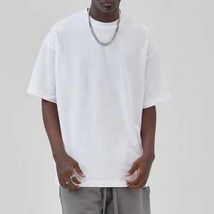 Top tendencia 100% algodón 230 Gsm hombres mujeres Unisex liso en blanco Casual camiseta para hombres ajuste suelto - Product Image 1