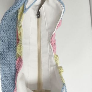 Bolso de Ganchillo Hecho a Mano, Colores Pastel, Diseño Floral, Bolso de Playa de Verano, Bolso de Hombro de Ganchillo, Bolso de Ganchillo Único - Product Image 5