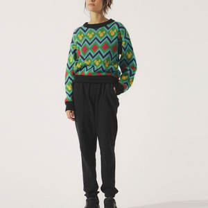 Vente en gros sur mesure 100% coton pull femme imprimé graphique brodé logo pull dames pull ras du cou - Product Image 3