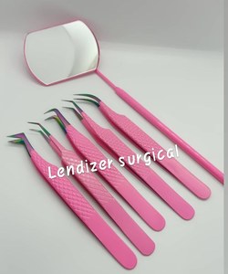 Pinzas para pestañas postizas Acero inoxidable Calidad fina Recto y curvado Top Lash Tweezes Suministros de extensión de pestañas - Product Image 2