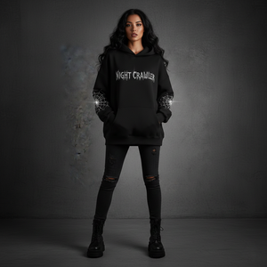 Sudadera con Capucha Extra Grande de Invierno Estilo Gótico Y2K Personalizada para Mujer, con Pedrería en los Codos, Ecológica, de Algodón Grueso - Product Image 3