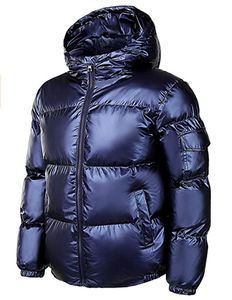 Chaquetas con capucha ligeras con logotipo personalizado de alta calidad al por mayor, abrigos acolchados de mezcla de plumón con capucha para hombre - Product Image 3