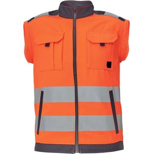 <b>Hi</b> <b>Vis</b> <b>Orange</b> Reflective Safety Workwear Vest Unisex Polyester Material Pockets Zipper Closure Screen Printed Needle Detection - Product Image 1