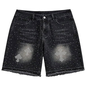 Shorts personnalisés en strass pour hommes Hip Hop Bling Streetwear Vente en gros Shorts de luxe en strass pour hommes - Product Image 1