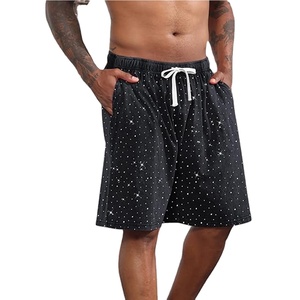 Streetwear High Quality Acid Wash Running Shorts Customized Casual Men's Mid Waist <b>Drawstring</b> Rhinestone Printed Knitted 100% - Product Image 2