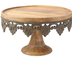 Accessoires de cuisson support de pâtisserie à un niveau présentoir décoratif en acacia support de gâteau en bois décoration d'événement de fête de mariage - Product Image 2