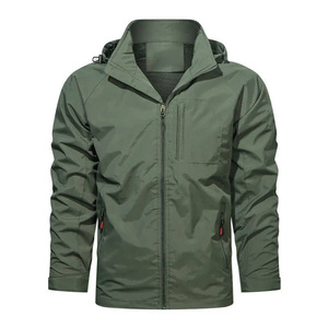 OEM ODM Men's Lightweight Windbreak <b>Jacket</b> Hooded Collar Formal Style Solid Pattern Front Logo Zipper for Winter Sports <b>Travel</b> - Product Image 1