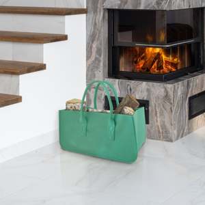 Bolsa de Fieltro Turquesa Moderna para Leña, Elegante Bolsa de Fieltro - Product Image 1