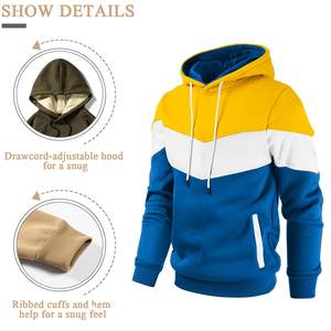 Sweat à capuche surdimensionné unisexe en coton épais et chaud Sweat-shirt à la mode avec bloc de couleurs Sweat-shirt à capuche et sweat-shirt pour hommes - Product Image 4