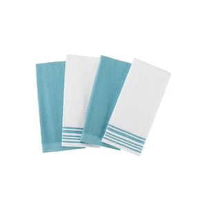 Motif Floral Doux Absorbant Chevron Bleu 100% Coton Brodé 16x26 Pouces 200 GSM Stylish New Hanging Loop Kitchen Towels - Product Image 3