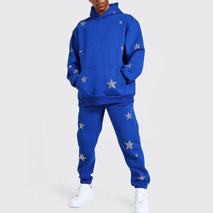 Chándales de diamantes de imitación de gran tamaño de alta calidad, diseño personalizado, Sudadera con capucha, conjuntos de chándales de estilo callejero - Product Image 1